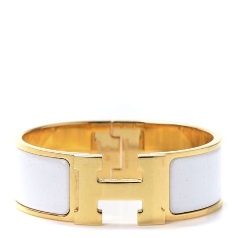 hermes wide h bracelet price|Hermes white enamel bracelet.